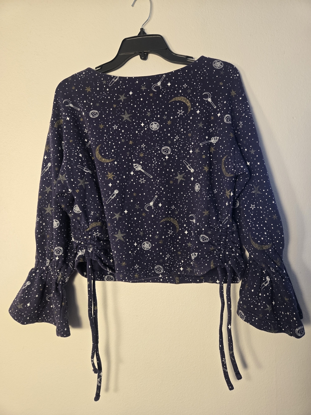 Navy Celestial Print Tie-Waist Women’s Blouse Sailor Moon Meets GU